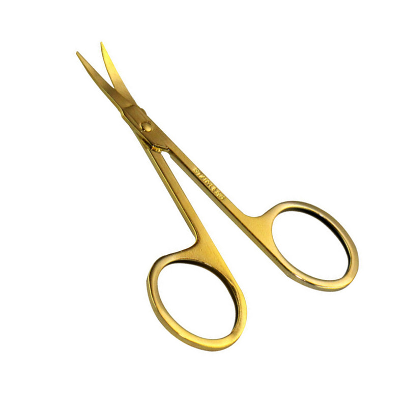 1 buc Foarfece pentru sprâncene de aur Lame de tuns pentru gene din oțel inoxidabil Trimmer drept pentru cot Foarfece pentru tuns pentru nas