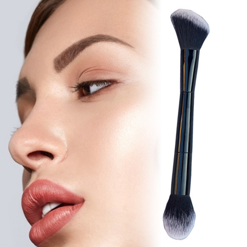 Pensule de machiaj cu două capete Perie de reparare Perie de contur pentru cremă lichidă Pudră Instrumente cosmetice de frumusețe pentru față