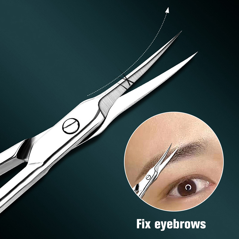 1 buc din oțel inoxidabil pentru gene sprâncene foarfece instrumente pentru machiaj tăietor cu vârf curbat manichiură pentru îndepărtarea pielii moarte unghii
