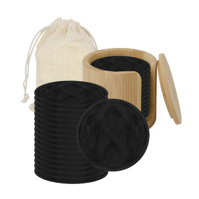 16/20 bucăți de tampoane demachiante reutilizabile, cremă hidratantă cu cărbune de bambus, tampoane de îngrijire facială pentru curățarea pielii