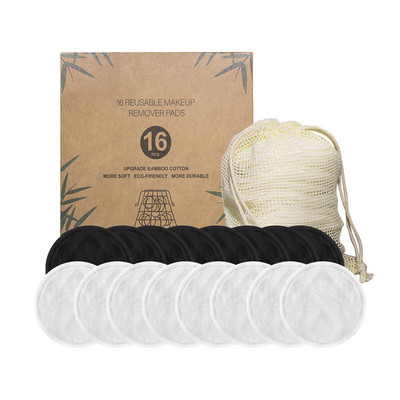 16/20 bucăți de tampoane demachiante reutilizabile, cremă hidratantă cu cărbune de bambus, tampoane de îngrijire facială pentru curățarea pielii