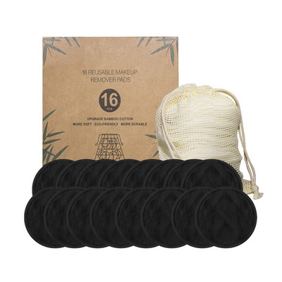16/20 bucăți de tampoane demachiante reutilizabile, cremă hidratantă cu cărbune de bambus, tampoane de îngrijire facială pentru curățarea pielii