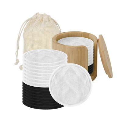16/20 bucăți de tampoane demachiante reutilizabile, cremă hidratantă cu cărbune de bambus, tampoane de îngrijire facială pentru curățarea pielii