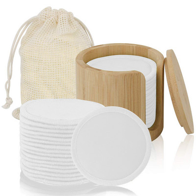 16/20 bucăți de tampoane demachiante reutilizabile, cremă hidratantă cu cărbune de bambus, tampoane de îngrijire facială pentru curățarea pielii