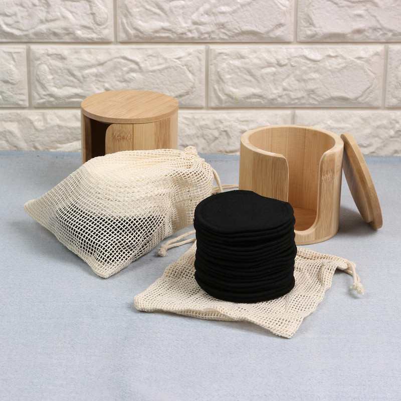 16/20 bucăți de tampoane demachiante reutilizabile, cremă hidratantă cu cărbune de bambus, tampoane de îngrijire facială pentru curățarea pielii