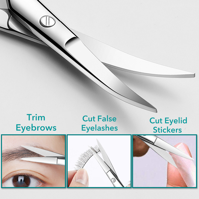 1 buc. Foarfece mici de frumusețe curbate și rotunjite pentru tuns părul nasului facial Pensetă pentru sprâncene Vibrissa Instrument de machiaj pentru îngrijirea genelor