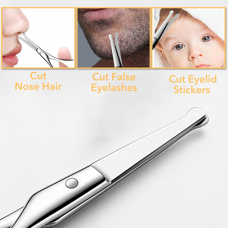 1 buc. Foarfece mici de frumusețe curbate și rotunjite pentru tuns părul nasului facial Pensetă pentru sprâncene Vibrissa Instrument de machiaj pentru îngrijirea genelor