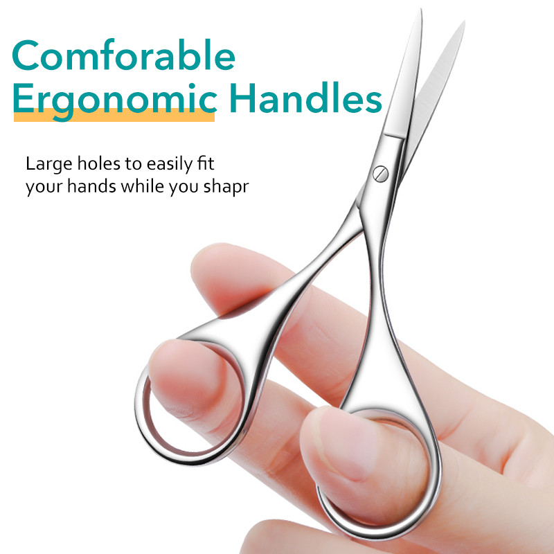 1 buc. Foarfece mici de frumusețe curbate și rotunjite pentru tuns părul nasului facial Pensetă pentru sprâncene Vibrissa Instrument de machiaj pentru îngrijirea genelor