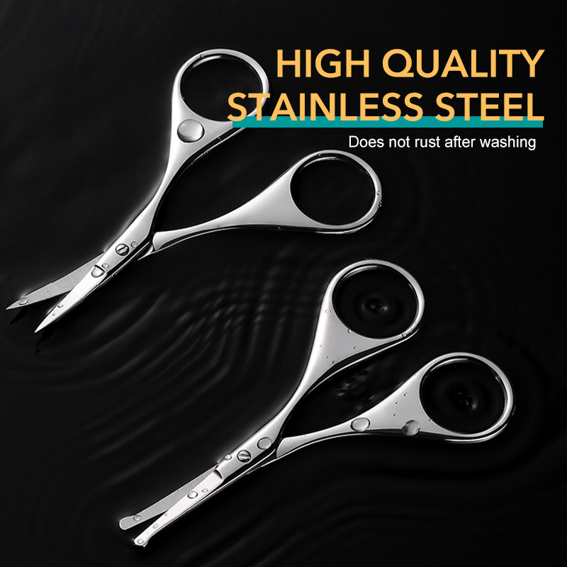 1 buc. Foarfece mici de frumusețe curbate și rotunjite pentru tuns părul nasului facial Pensetă pentru sprâncene Vibrissa Instrument de machiaj pentru îngrijirea genelor