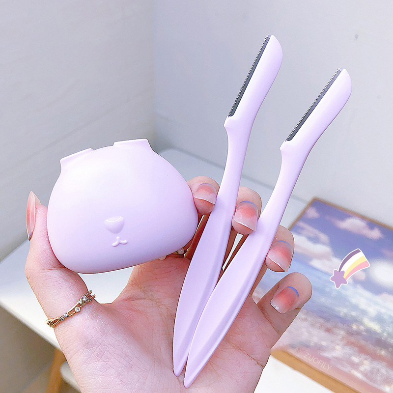 Cute Rabbit Shape Design antakių kirpimo priemonė 2vnt./komplektas veido plaukų šalinimo priemonė Antakių lūpų skustuvas Antakių kirpimo priemonės grožio makiažo įrankių rinkinys