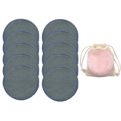 Tampoane demachiante din bambus eco reutilizabile, 10 buc/sac, rondele lavabile, pentru curățarea feței, bumbac, instrument de demachiere