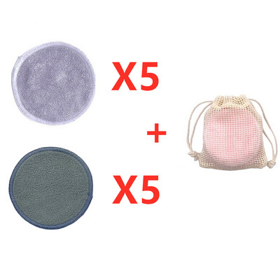 Tampoane demachiante din bambus eco reutilizabile, 10 buc/sac, rondele lavabile, pentru curățarea feței, bumbac, instrument de demachiere