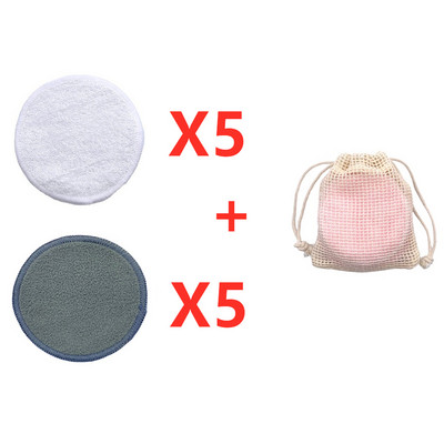 Tampoane demachiante din bambus eco reutilizabile, 10 buc/sac, rondele lavabile, pentru curățarea feței, bumbac, instrument de demachiere