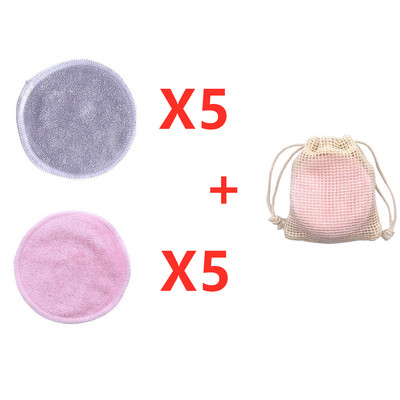 Tampoane demachiante din bambus eco reutilizabile, 10 buc/sac, rondele lavabile, pentru curățarea feței, bumbac, instrument de demachiere