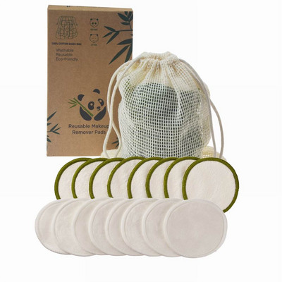16 buc/pungă Tampoane demachiante reutilizabile din bambus, lavabile, pentru curățarea feței, bumbac, instrument de demachiere