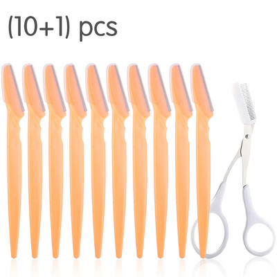 Set trimera za obrve od 11 komada Žensko sredstvo za uklanjanje dlačica s lica Škare za obrve Češalj Sigurna oštrica Strugač Brijač Profesionalni kozmetički alat za šminkanje