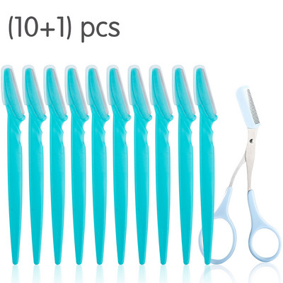 Set trimera za obrve od 11 komada Žensko sredstvo za uklanjanje dlačica s lica Škare za obrve Češalj Sigurna oštrica Strugač Brijač Profesionalni kozmetički alat za šminkanje