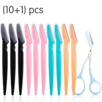 Set trimera za obrve od 11 komada Žensko sredstvo za uklanjanje dlačica s lica Škare za obrve Češalj Sigurna oštrica Strugač Brijač Profesionalni kozmetički alat za šminkanje