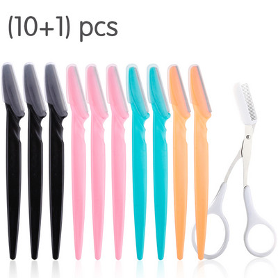Set trimera za obrve od 11 komada Žensko sredstvo za uklanjanje dlačica s lica Škare za obrve Češalj Sigurna oštrica Strugač Brijač Profesionalni kozmetički alat za šminkanje