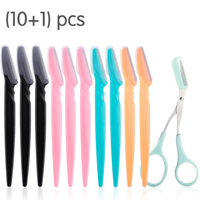 Set trimera za obrve od 11 komada Žensko sredstvo za uklanjanje dlačica s lica Škare za obrve Češalj Sigurna oštrica Strugač Brijač Profesionalni kozmetički alat za šminkanje