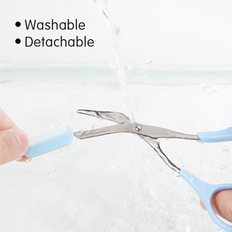 1 бр. Ножица за подстригване на вежди с гребен Ножица за коса за вежди от неръждаема стомана Резачка за подстригване на мигли също