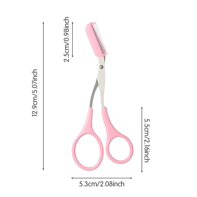 1 бр. Ножица за подстригване на вежди с гребен Ножица за коса за вежди от неръждаема стомана Резачка за подстригване на мигли също