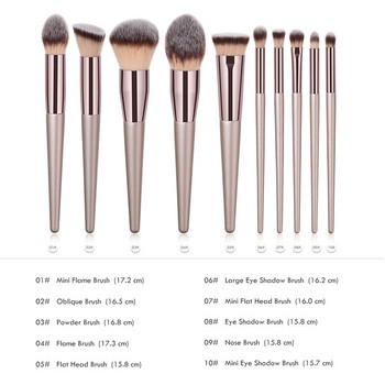 4/10 τμχ Σετ πινέλα μακιγιάζ σαμπάνιας για καλλυντικό ρουζ Σκιά ματιών Kabuki Blending Make Up Brush Beauty Tool