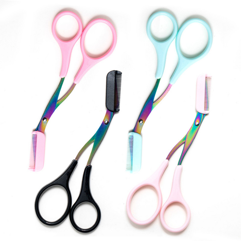 Nerūdijančio plieno antakių kirpimo mašinėlės spalvos titano žirklės su šukomis išimamos veido plaukų šalinimo skutimosi kirpimo priemonės makiažo priedai