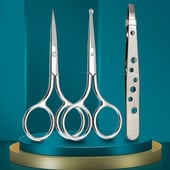 Foarfecă de păr pentru nas Tocător de siguranță Pensetă de tăiere din oțel inoxidabil pentru îndepărtarea părului fin Machiaj Instrumente de frumusețe 1 set