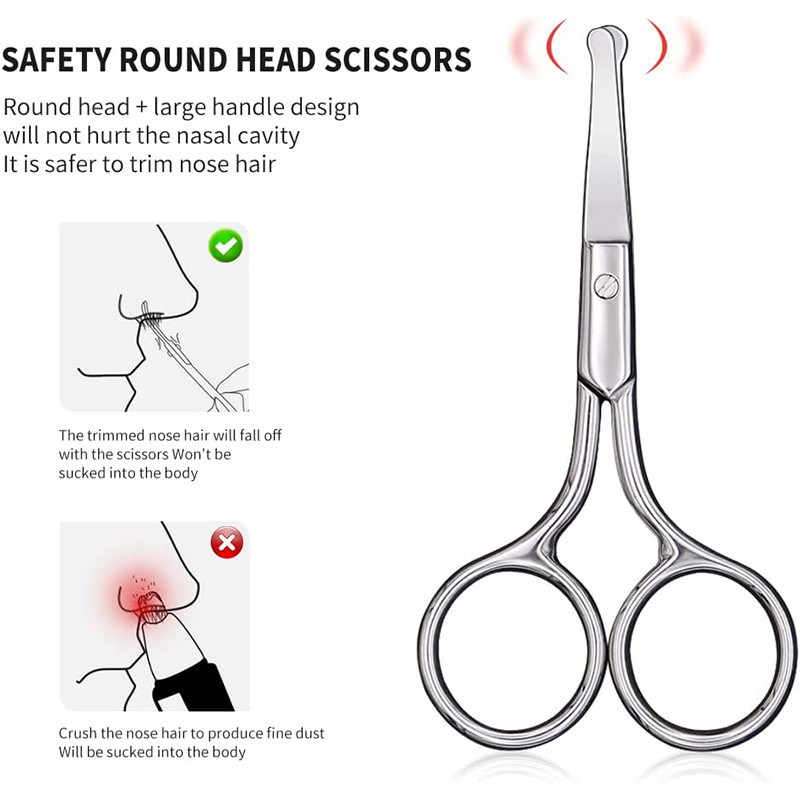Foarfecă de păr pentru nas Tocător de siguranță Pensetă de tăiere din oțel inoxidabil pentru îndepărtarea părului fin Machiaj Instrumente de frumusețe 1 set