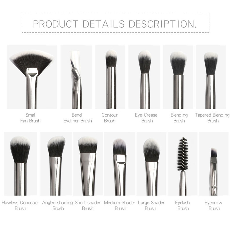 Set de pensule de machiaj profesionale MAANGE 12 buc/Set Fard de pleoape Blending Eyeliner Gene Perie pentru sprancene pentru machiaj #297567