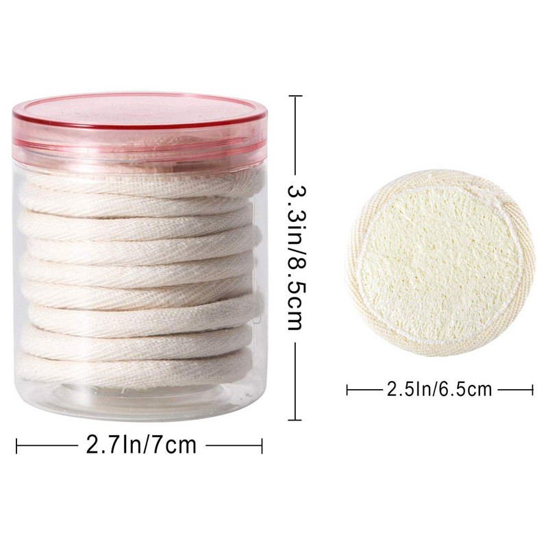 10 bucăți natural lufa burete lufa tampoane demachiante reutilizabile masaj pentru exfoliare corporală pentru față pentru curățarea feței scrubber de baie