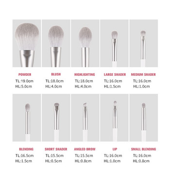 ZOREYA Silver 10-14 τμχ Πινέλα Μακιγιάζ Σετ Cosmetics Eye Shadow Brush Blending Blush Lip Powder Highlighter Make up Brushes Tools