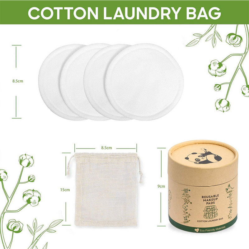20 DB Újrafelhasználható sminklemosó párna mosótáskával Újrafelhasználható vattakorong Természetes Konjac arcápoló szivacs minden bőrtípusra Mosható