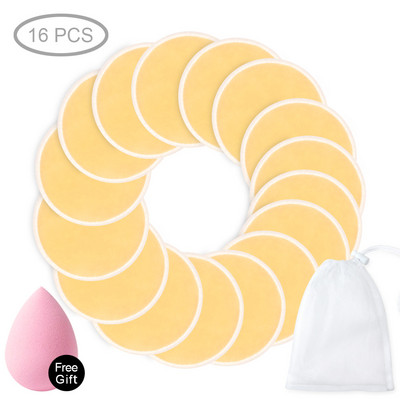 4/8/10/16 vnt Makiažo valiklis Plaunamas medvilniniai įklotai Daugkartinio naudojimo veido servetėlės Mikropluošto makiažo valiklis Trijų sluoksnių natūralus minkštas bambukas