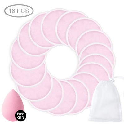 4/8/10/16 vnt Makiažo valiklis Plaunamas medvilniniai įklotai Daugkartinio naudojimo veido servetėlės Mikropluošto makiažo valiklis Trijų sluoksnių natūralus minkštas bambukas