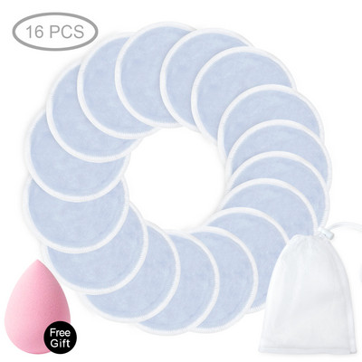 4/8/10/16 vnt Makiažo valiklis Plaunamas medvilniniai įklotai Daugkartinio naudojimo veido servetėlės Mikropluošto makiažo valiklis Trijų sluoksnių natūralus minkštas bambukas