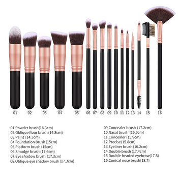 FJER Makeup Brushes Premium Synthetic Foundation Powder Concealers Eye Shadows Kit Makeup 9PCS-24 PCS Σετ πινέλου (Μαύρο τριαντάφυλλο)