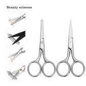 Foarfece de machiaj din oțel inoxidabil Instrumente profesionale pentru repararea feței Machiaj Frumusețe Foarfece cu arc tăiat rotund Sprâncene Păr din nas