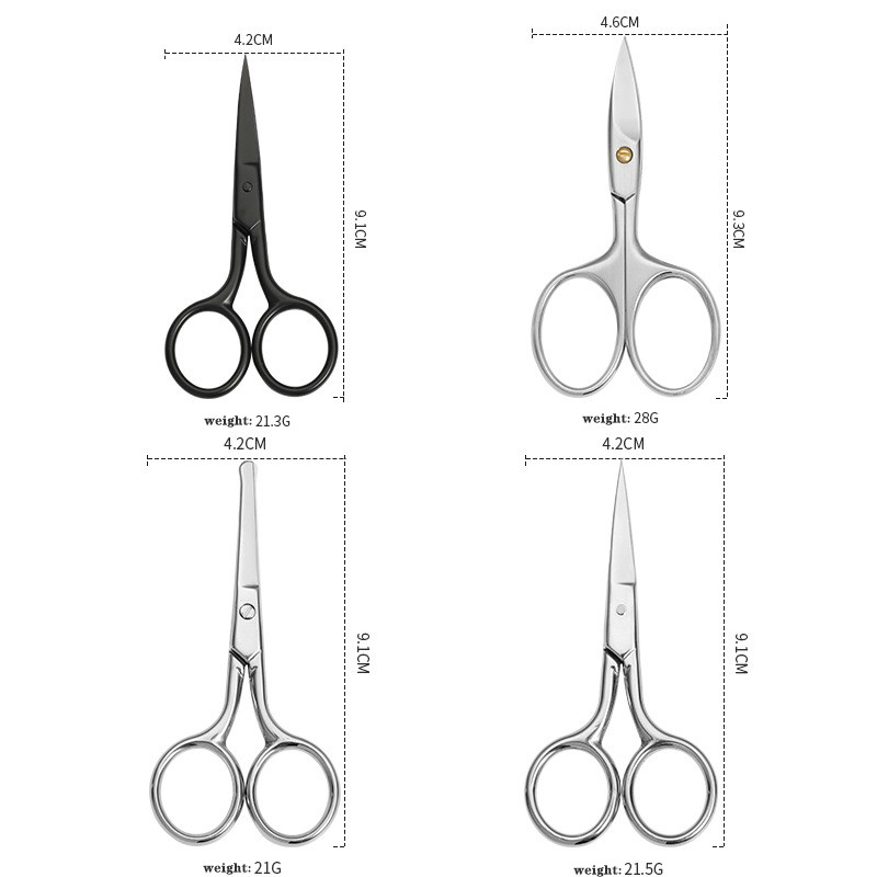 Foarfece de machiaj din oțel inoxidabil Instrumente profesionale pentru repararea feței Machiaj Frumusețe Foarfece cu arc tăiat rotund Sprâncene Păr din nas