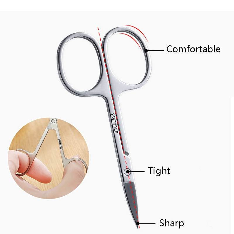 1PC unelte mici pentru unghii din oțel inoxidabil pentru sprâncene, nas, foarfece pentru păr, tăiere, manichiură, tundere facială, pensetă, machiaj