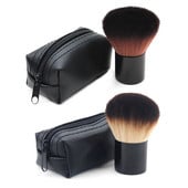 Kabuki Brush Blush Bronzer Pudră liberă Fond de ten Păr sintetic Perie plată cu capac Carcasă Contour Beauty Makeup Tools