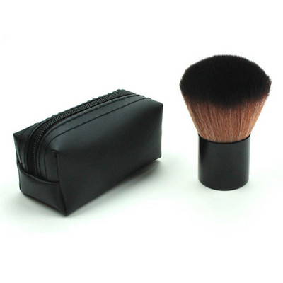 Kabuki Brush Blush Bronzer Pudră liberă Fond de ten Păr sintetic Perie plată cu capac Carcasă Contour Beauty Makeup Tools