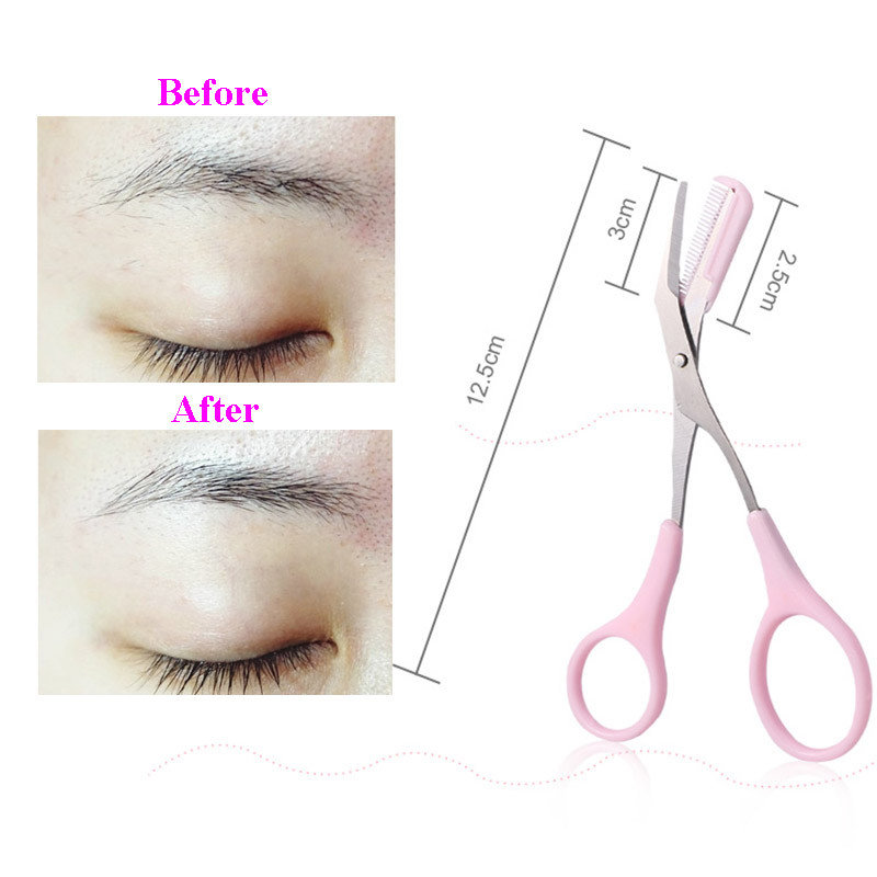 1 buc din oțel inoxidabil pentru modelarea sprâncenelor tăiate foarfece pieptene pentru îndepărtarea părului instrument de înfrumusețare aparat de bărbierit machiaj foarfecă pentru îndepărtarea părului