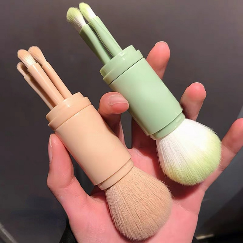4 buc/set 4 în 1 perie telescopică de machiaj set de pensule portabile de machiaj de călătorie fard de pleoape pudră liberă mini perie de machiaj instrumente de frumusețe