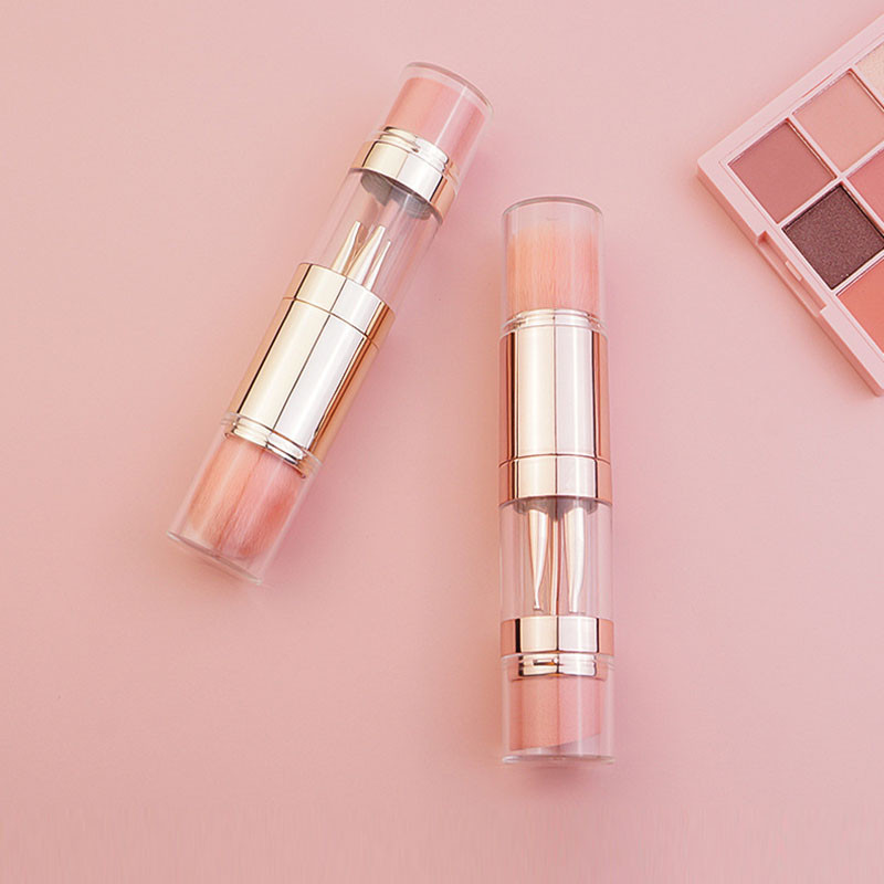 Pensule de machiaj retractabile portabile 5 în 1 pentru fond de ten, sprâncene, buze, fard de pleoape, pudră liberă, set cosmetic, instrumente pentru perii de machiaj