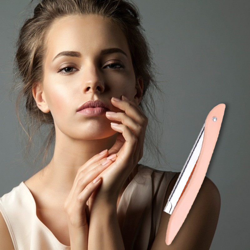 Trimer za obrve sa setom od 10 oštrica, sklopivi nož za depilaciju obrva od nehrđajućeg čelika Nož za brijanje obrva Ženski alati za šminkanje ljepote