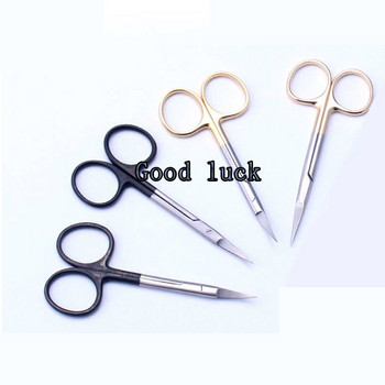Κεφαλή κάμψης 9,5cm Συνηθισμένο φτηνό ψαλίδι ματιών Beauty Scissors Cut Tissue Scissors Tool Χρυσό Μαύρο 2 χρώματα για επιλεγμένα