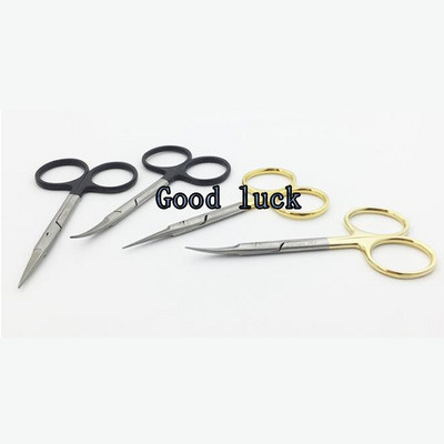 9.5CM bend head Ordinary Cheap Eye Scissors Beauty Scissors Cut Tissue Scissors Tool Gold Black 2 colors for choosen