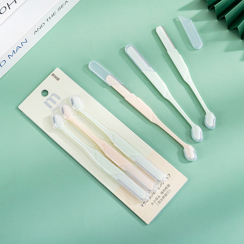 Set de aparat pentru îndepărtarea părului pentru sprâncene cu dublu cap, aparat de ras pentru femei, aparat de tuns sprâncene cu lame, aparat de ras pentru machiaj, cosmetice pentru femei